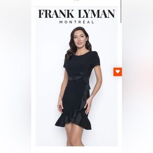 Sz 10⭐️🇨🇦NWT Frank Lyman Cap Sleeve Belted Dress With Satin Ruffle Hem